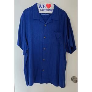 Tommy Bahama Button Down Camp Shirt Royal Blue Men's Large